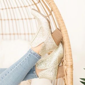 Gold Sparkle “Not Rated” Cowgirl Ankle Boots